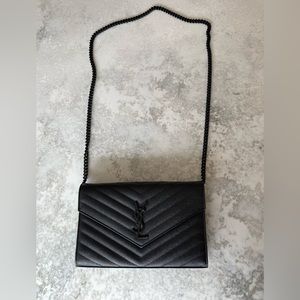 YSL WOC in grained leather with black hardware